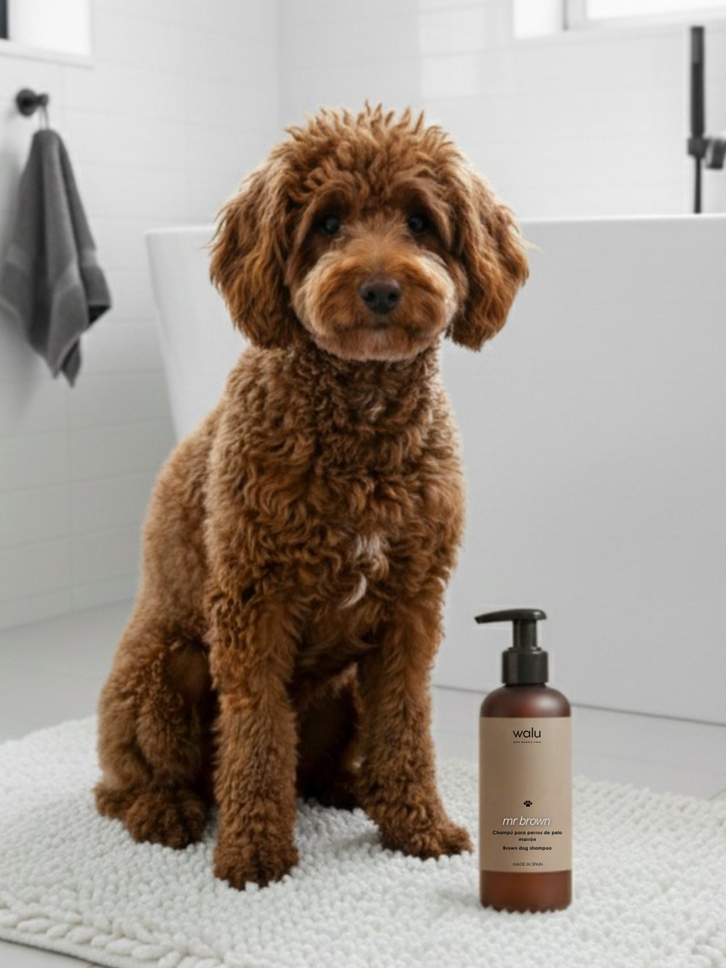 champu perro pelo marron natural