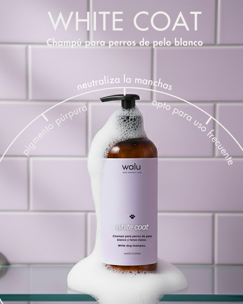 champu pelo blanco perro